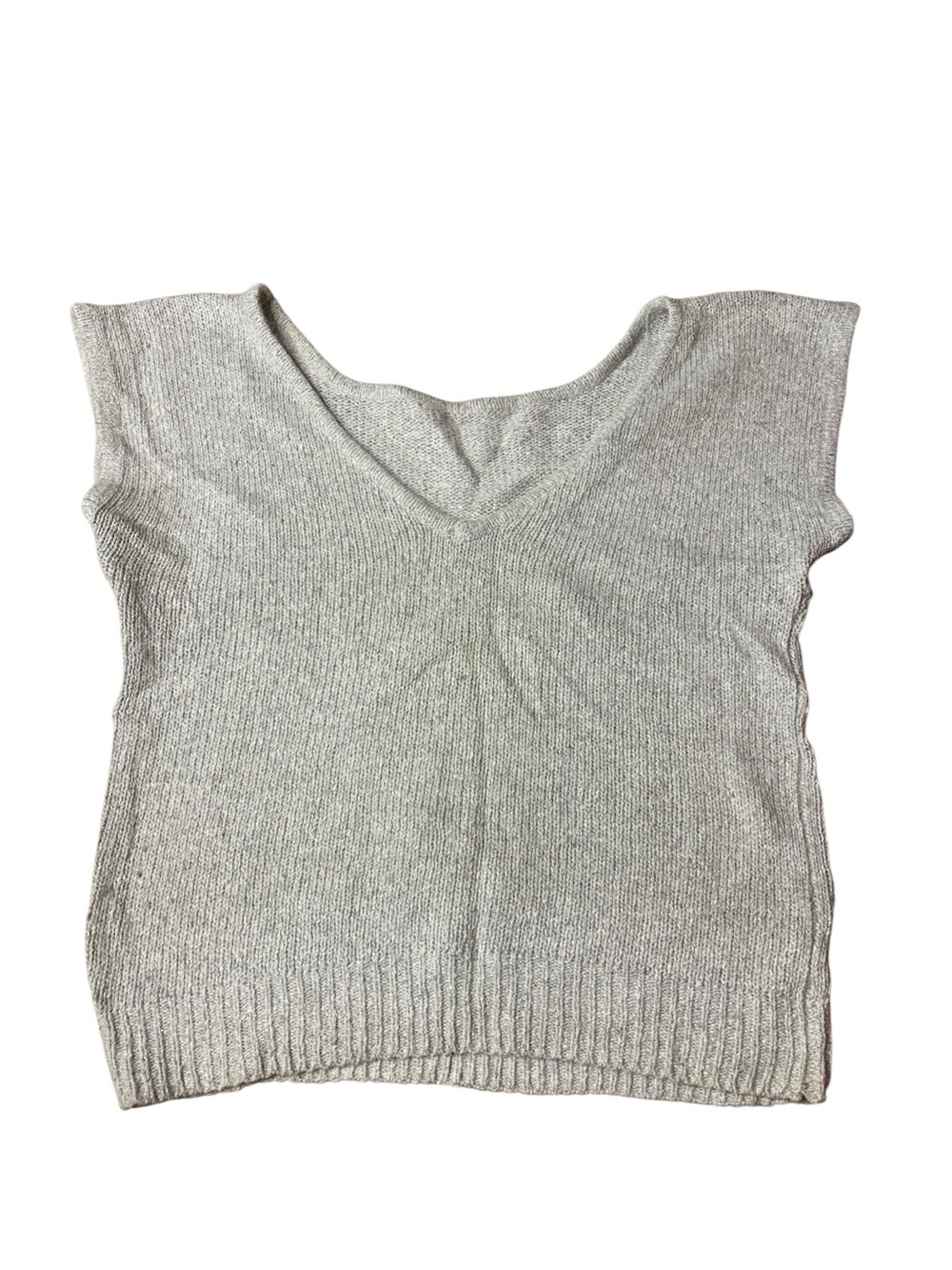 Vintage Gray Silk & Angora Knit Vest - Soft Fuzzy Sleeveless Sweater - Size M/L